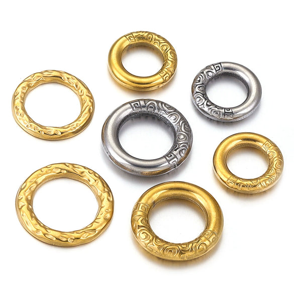 Wholesale Jewelry Stainless Steel Retro Round Ring With Eight Eyes Pattern And Titanium Steel Texture Electroplated Pendant For Earrings And Necklace