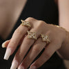 Wholesale Jewelry 316L Stainless Steel Rhombus Flower Electroplated Necklace Bracelet Ring Set For Women