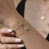 Wholesale Jewelry 316L Stainless Steel Rhombus Flower Electroplated Necklace Bracelet Ring Set For Women