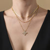 Wholesale Jewelry 316L Stainless Steel Rhombus Flower Electroplated Necklace Bracelet Ring Set For Women