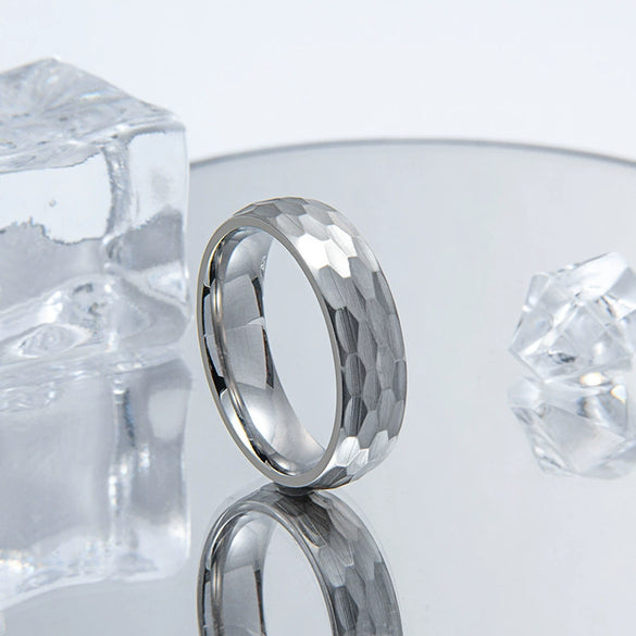 Wholesale Jewelry Stainless Steel Ring Geometric Beating Pattern Electroplated