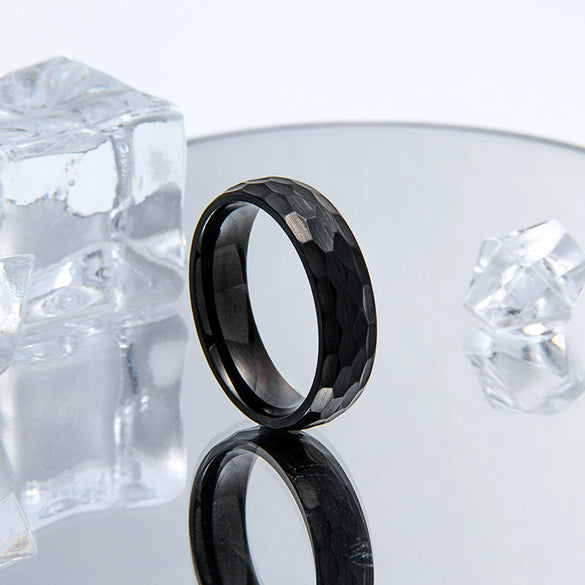 Wholesale Jewelry Stainless Steel Ring Geometric Beating Pattern Electroplated