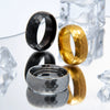 Wholesale Jewelry Stainless Steel Ring Geometric Pattern Hammer Style Vacuum Electroplated