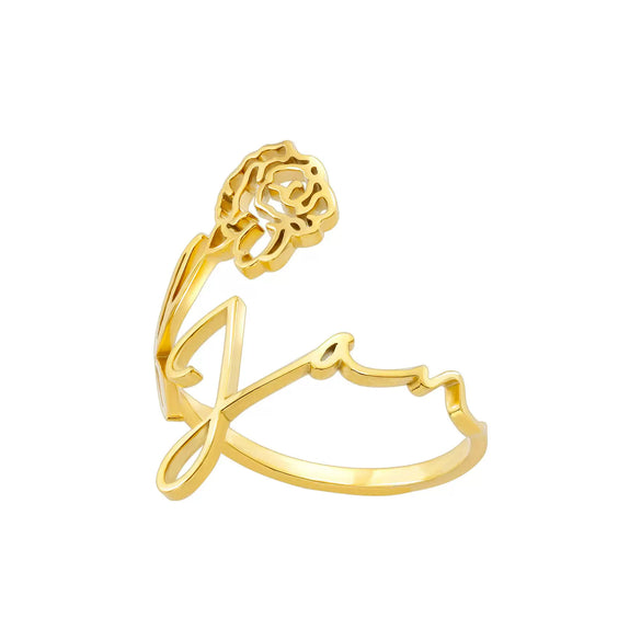 Wholesale Jewelry Stainless Steel Ring With Letters Numbers Text Electroplated