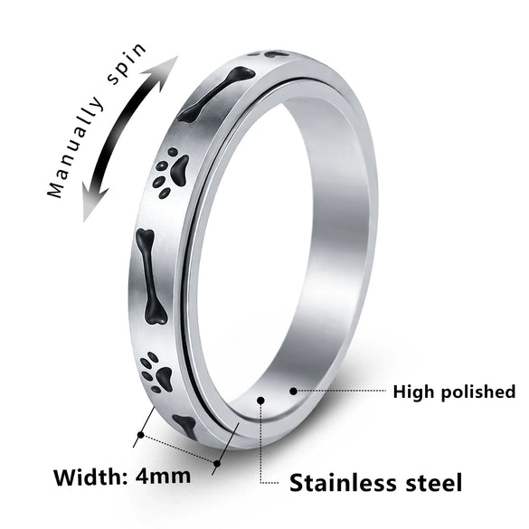 Wholesale Jewelry Stainless Steel Rotatable Stress Relief Ring Animal Zodiac Style Seiko