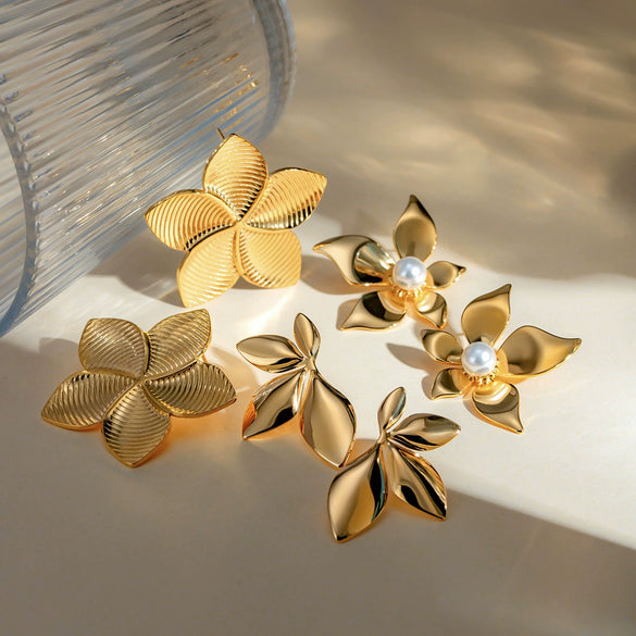 Wholesale Jewelry Stainless Steel Rotating Gold Blade Earrings Geometric Pattern Electroplated For Women