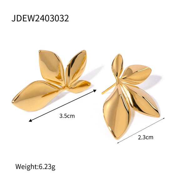 Wholesale Jewelry Stainless Steel Rotating Gold Blade Earrings Geometric Pattern Electroplated For Women