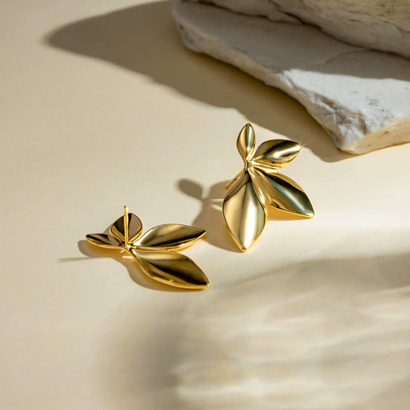 Wholesale Jewelry Stainless Steel Rotating Gold Blade Earrings Geometric Pattern Electroplated For Women