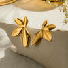 Wholesale Jewelry Stainless Steel Rotating Gold Blade Earrings Geometric Pattern Electroplated For Women