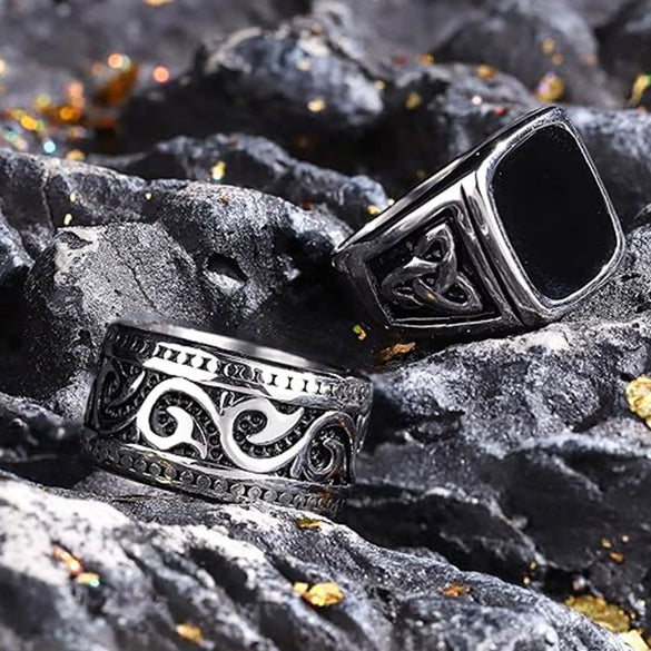 Wholesale Jewelry Stainless Steel Rotating Suit Ring With Geometric Pattern And Polishing Treatment