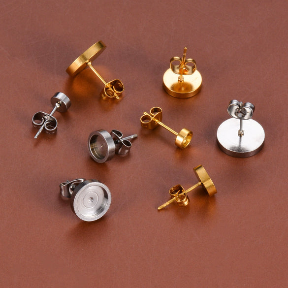 Wholesale Jewelry Stainless Steel Round Disc Earrings Material With Welding Pin And Electroplating