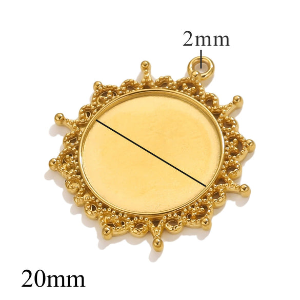 Wholesale Jewelry Stainless Steel Round Pendant Handmade Vacuum Plated Geometric Style