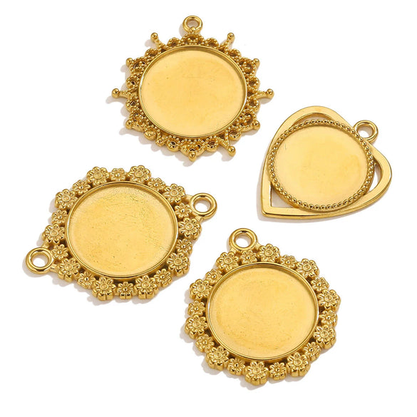 Wholesale Jewelry Stainless Steel Round Pendant Handmade Vacuum Plated Geometric Style
