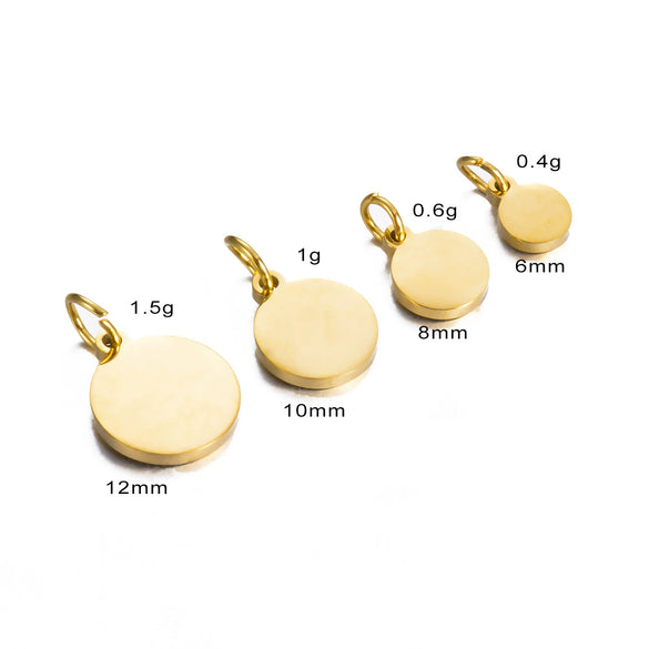 Wholesale Jewelry Stainless Steel Round Pendant Ring Mirror Polished Electroplated Diy Accessories
