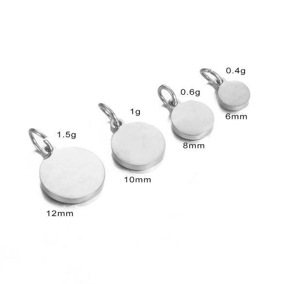 Wholesale Jewelry Stainless Steel Round Pendant Ring Mirror Polished Electroplated Diy Accessories
