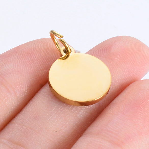 Wholesale Jewelry Stainless Steel Round Pendant Ring Mirror Polished Electroplated Diy Accessories