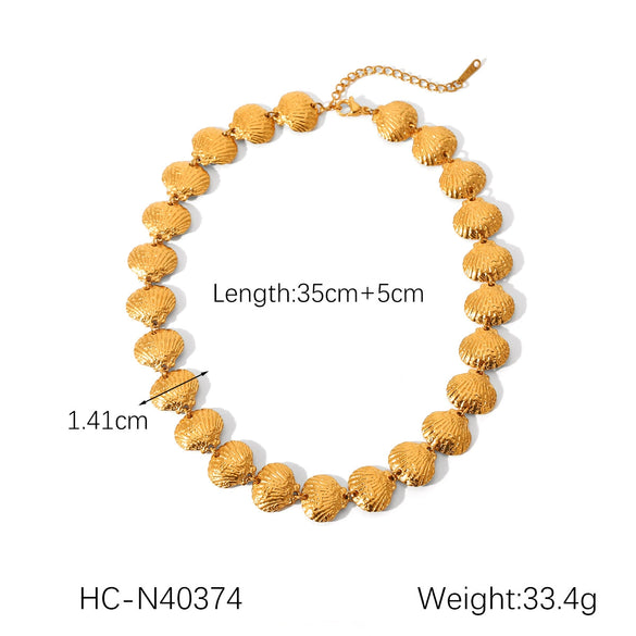 Wholesale Jewelry Stainless Steel Shell Chain Geometric Style Electroplating Women's Necklace Bracelet