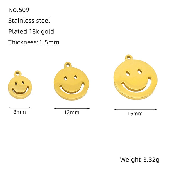 Wholesale Jewelry 316L Stainless Steel Smiley Face Pendant Necklace With 18K Gold Electroplating For Women