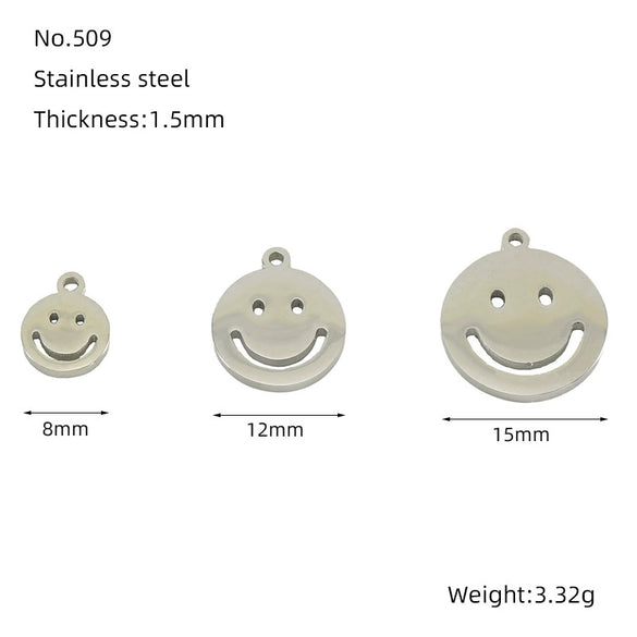 Wholesale Jewelry 316L Stainless Steel Smiley Face Pendant Necklace With 18K Gold Electroplating For Women