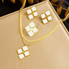 Wholesale Jewelry Stainless Steel Snake Bone Chain Electroplating Highend Women's Stacked Necklace Ring Earrings Set