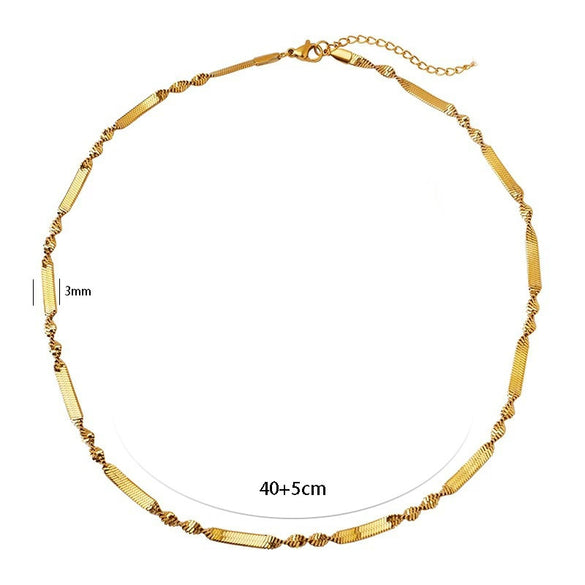 Wholesale Jewelry Stainless Steel Snake Bone Chain Geometric Electroplating Design Unisex Minimalist Style