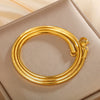 Wholesale Jewelry Stainless Steel Snake Bone Chain Necklace Women's Geometric Style Plated With 24K Gold Pigment