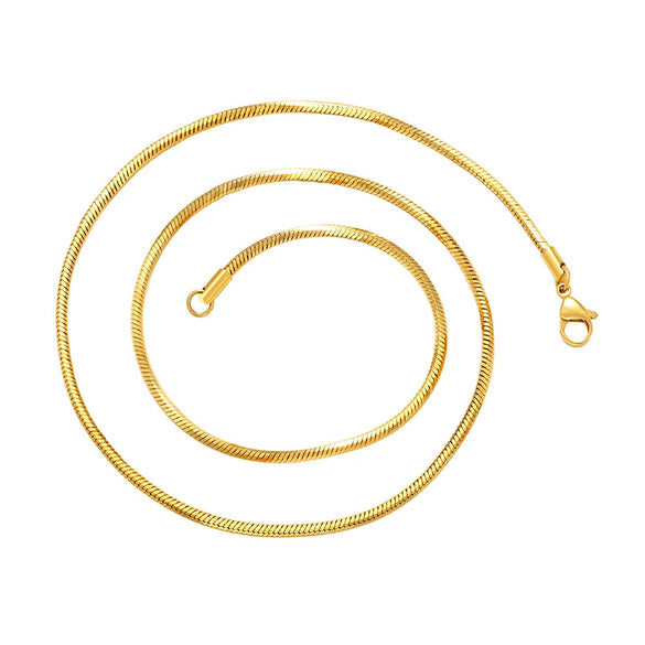 Wholesale Jewelry Stainless Steel Snake Bone Chain Necklace Women's Geometric Style Plated With 24K Gold Pigment