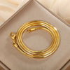 Wholesale Jewelry Stainless Steel Snake Bone Chain Necklace Women's Geometric Style Plated With 24K Gold Pigment