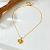 Wholesale Jewelry Stainless Steel Snake Bone Chain With Goldplated Irregular Heart Pearl Pendant