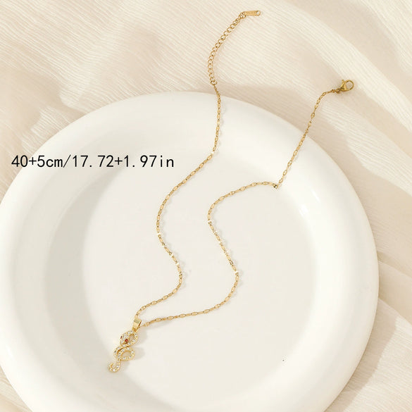Wholesale Jewelry Stainless Steel Snake Pendant Necklace For Women Simple Hiphop Trendy Electroplating Mixed Gemstone Setting