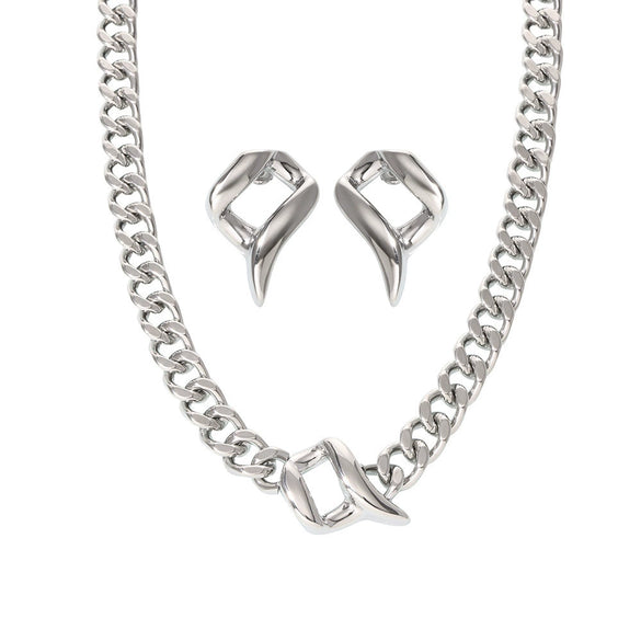 Wholesale Jewelry Stainless Steel Specialshaped Chain Necklace And Earrings Electroplating