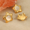 Wholesale Jewelry Stainless Steel Star Inlaid Cat's Eye Stone Electroplated Women's Earrings Ring Suit Fashion Design