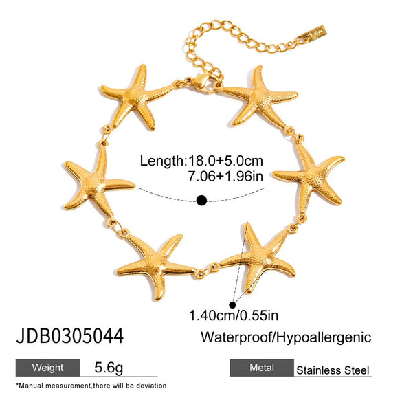 Wholesale Jewelry Stainless Steel Star Shape Handstitched Electroplated Simple Style Women's Bracelets