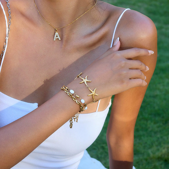 Wholesale Jewelry Stainless Steel Star Shape Handstitched Electroplated Simple Style Women's Bracelets