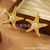 Wholesale Jewelry Stainless Steel Starfish Stamping Women's Animal Style Earrings