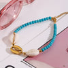 Wholesale Jewelry Stainless Steel Synthetic Blue Turquoise Geometric Electroplated Minimalist Style