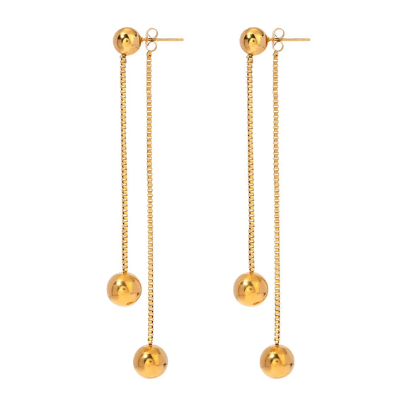 Wholesale Jewelry Stainless Steel Tassel Round Steel Ball Earrings For Women Electroplated