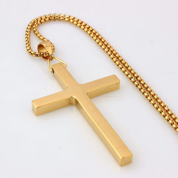 Wholesale Jewelry Stainless Steel Titanium Steel Cross Pendant Necklace For Men With Electroplating