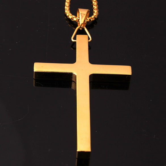 Wholesale Jewelry Stainless Steel Titanium Steel Cross Pendant Necklace For Men With Electroplating