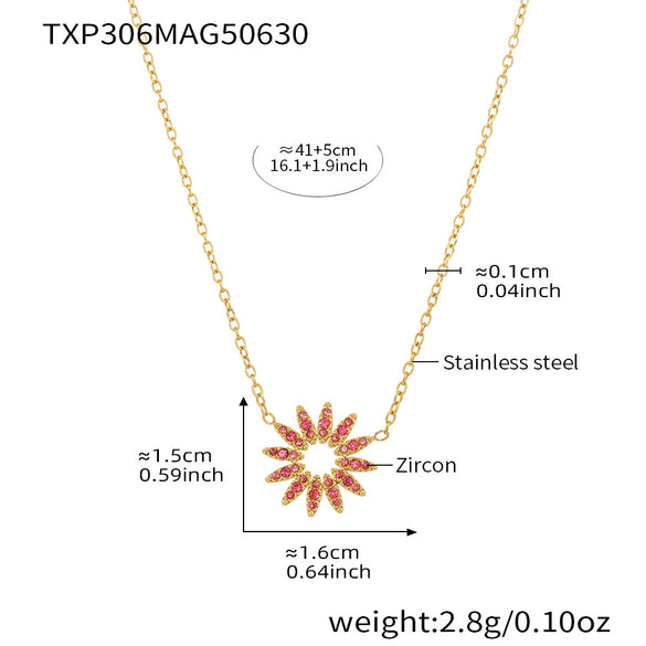 Wholesale Jewelry 316L Stainless Steel 316L Stainless Steel Electroplated Sunflower Style Necklace Bracelet Ring Set