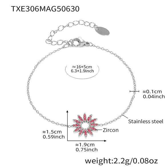Wholesale Jewelry 316L Stainless Steel 316L Stainless Steel Electroplated Sunflower Style Necklace Bracelet Ring Set