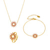 Wholesale Jewelry 316L Stainless Steel 316L Stainless Steel Electroplated Sunflower Style Necklace Bracelet Ring Set