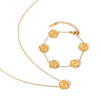 Wholesale Jewelry Stainless Steel Titanium Steel Fivepetal Flower Geometric Electroplated Women's Light Luxury Allmatch Necklace Bracelet