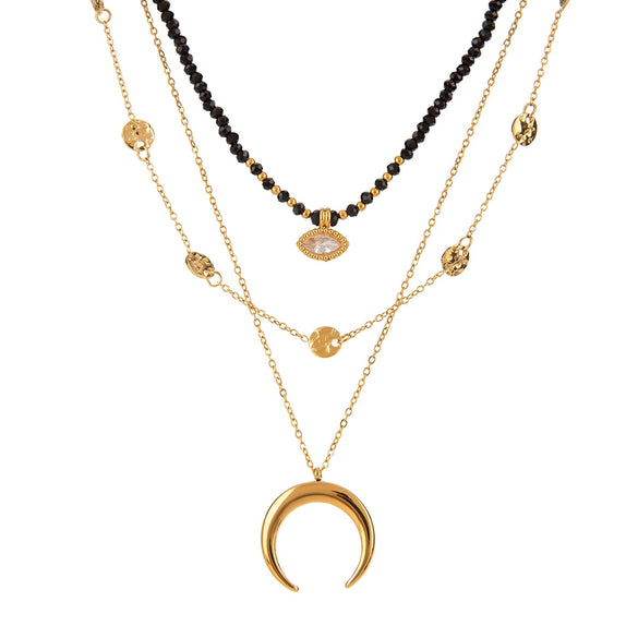 Wholesale Jewelry Stainless Steel Titanium Steel Geometric Bead Necklace Electroplating