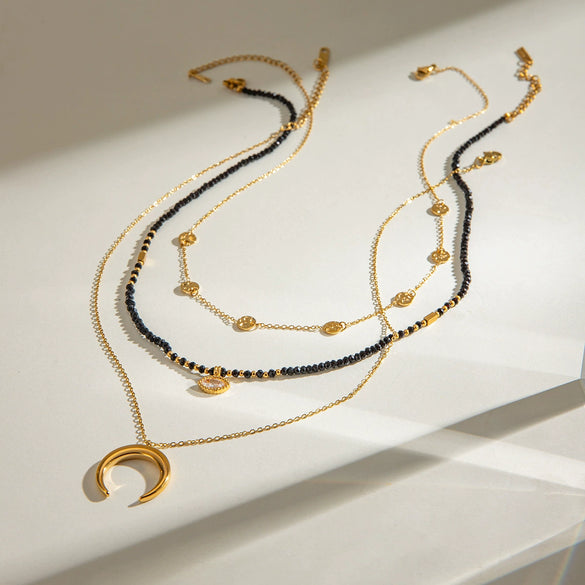 Wholesale Jewelry Stainless Steel Titanium Steel Geometric Bead Necklace Electroplating