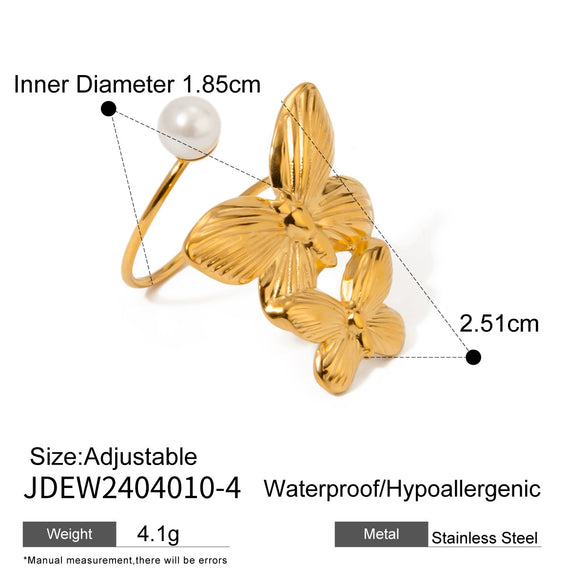 Wholesale Jewelry Stainless Steel Titanium Steel Geometric Butterfly Hanging Pearl Pendant Collar