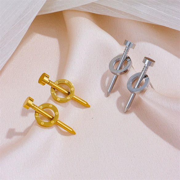 Wholesale Jewelry Stainless Steel Titanium Steel Geometric Electroplated Earringsnecklaces Set For Women