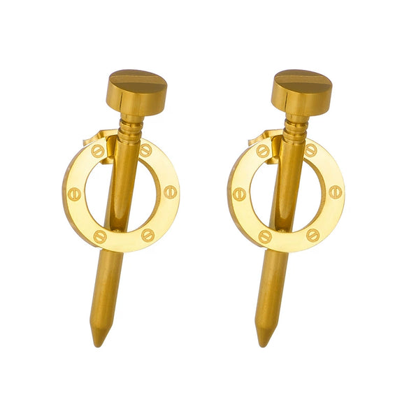 Wholesale Jewelry Stainless Steel Titanium Steel Geometric Electroplated Earringsnecklaces Set For Women