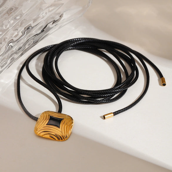 Wholesale Jewelry Stainless Steel Titanium Steel Geometric Electroplating Adjustable Necklace Pendant For Women