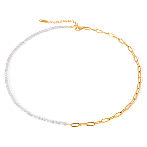 Wholesale Jewelry Stainless Steel Titanium Steel Geometric Loop Chain Necklace Electroplated